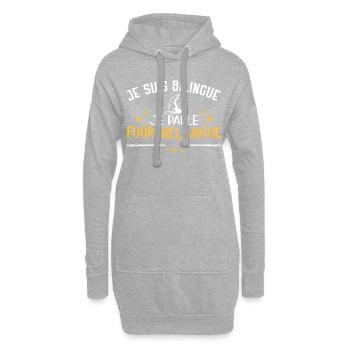 Humour film, cinéma, je suis bilingue, magicien - Sweat-shirt à capuche long Femme - gris chiné - Devant