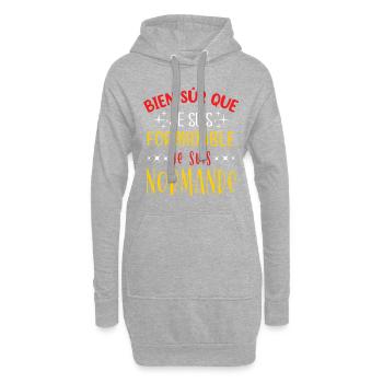 Normandie humour femme normande idée cadeau région - Sweat-shirt à capuche long Femme - gris chiné - Devant