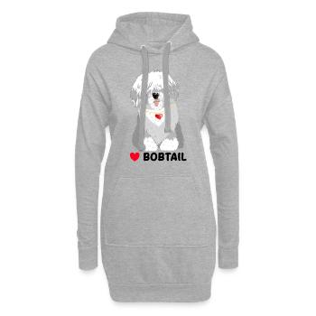 Bobtail Tshirt Bobtail Hund Shirt T-Shirt - Hoodie-Kleid - Grau meliert - Vorne