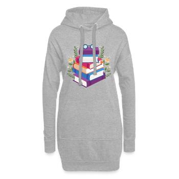 livres cadeau lire le livre - Sweat-shirt à capuche long Femme - gris chiné - Devant