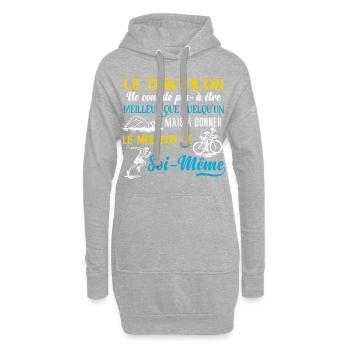 Triathlon motivation sport, idée cadeau triathlète - Sweat-shirt à capuche long Femme - gris chiné - Devant
