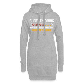 Rugby, humour sport, idée cadeau sportif original - Sweat-shirt à capuche long Femme - gris chiné - Devant