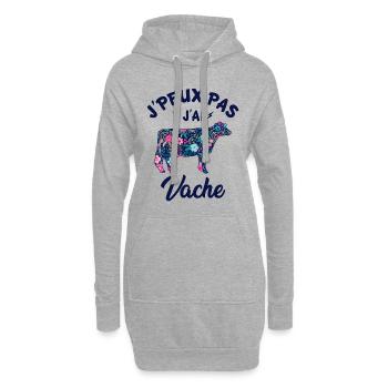 j'peux pas j'ai vache - Sweat-shirt à capuche long Femme - gris chiné - Devant