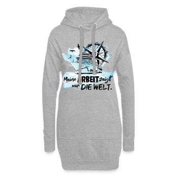 Meine Arbeit zeigt mir die Welt - Hoodie-Kleid - Grau meliert - Vorne