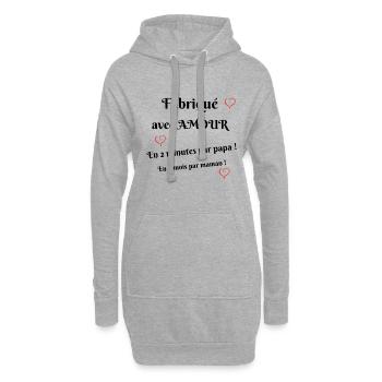 Fabriqué avec amour en 2 minutes par papa Cadeau - Sweat-shirt à capuche long Femme - gris chiné - Devant
