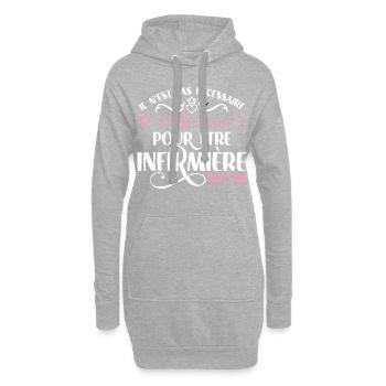Idée cadeau infirmière, médecins, citations humour - Sweat-shirt à capuche long Femme - gris chiné - Devant