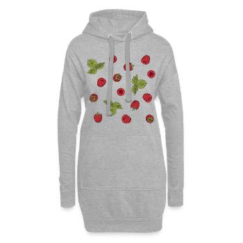 Für Himbeer Liebhaber: köstliches Himbeer Muster - Hoodie-Kleid - Grau meliert - Vorne