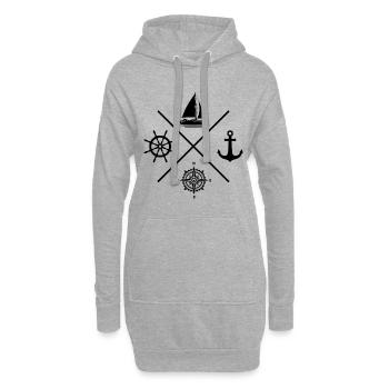 Ancre de boussole de voilier de sport de voile - Sweat-shirt à capuche long Femme - gris chiné - Devant