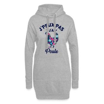 J'peux pas j'ai poule - Sweat-shirt à capuche long Femme - gris chiné - Devant