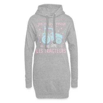 Agricultrice, une femme qui aime les tracteurs - Sweat-shirt à capuche long Femme - gris chiné - Devant