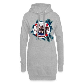 Waschbär Matrose Illustration | Yolo-Artwork - Hoodie-Kleid - Grau meliert - Vorne