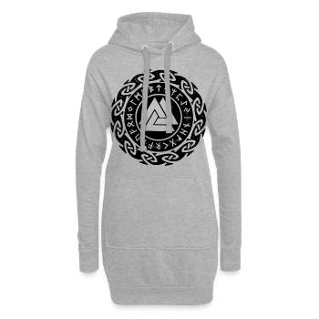 Wikinger Rune Valknut Wotansknoten - Hoodie-Kleid - Grau meliert - Vorne