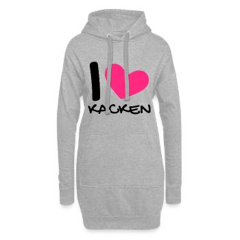 Ich liebe Kacken - Hoodie-Kleid - Grau meliert - Vorne