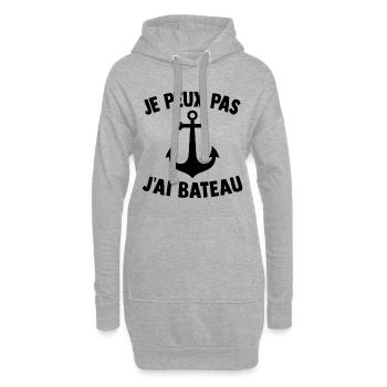 Je peux pas j'ai bateau - Sweat-shirt à capuche long Femme - gris chiné - Devant