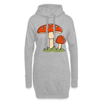 Fliegenpilz Pilze Pilz - Hoodie-Kleid - Grau meliert - Vorne