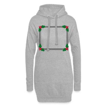 Winter Rahmen mit Stechpalme Deko - Hoodie-Kleid - Grau meliert - Vorne
