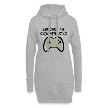14. Geburtstag - Gamer 14 - 14 Jahre Geschenk - Hoodie-Kleid - Grau meliert - Vorne