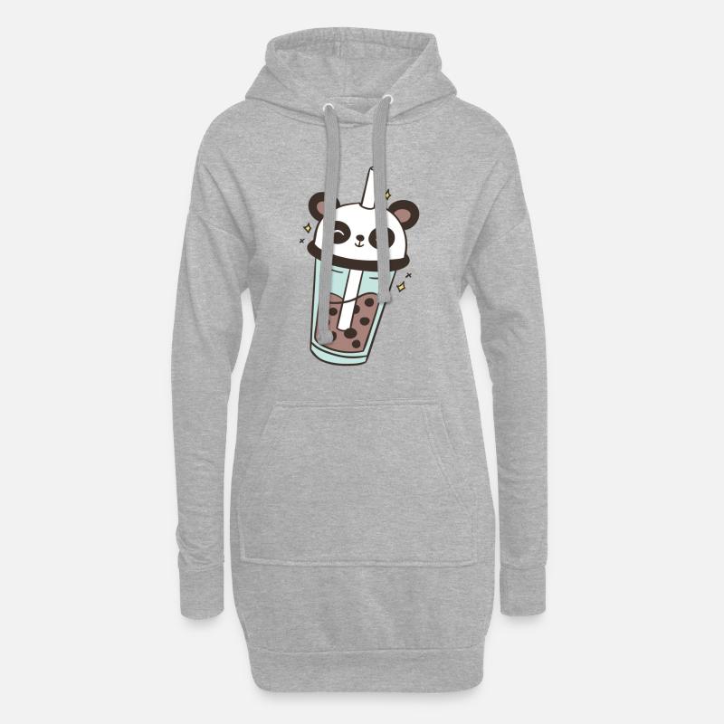 Panda Bubble Tea Pandabär Bubbletea - Hoodie-Kleid - Grau meliert