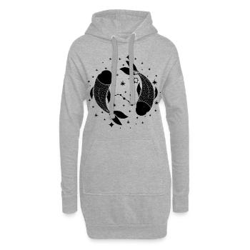 Sternzeichen Pisces Seelvolle Fische Februar März - Hoodie-Kleid - Grau meliert - Vorne