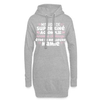 Ancienne kiné. Kinésithérapeute idée cadeau - Sweat-shirt à capuche long Femme - gris chiné - Devant