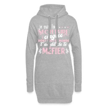 Secrétaire idée cadeau métier citation humour - Sweat-shirt à capuche long Femme - gris chiné - Devant