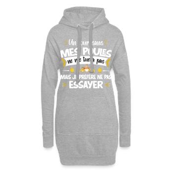 Poule, idée cadeau élevage de poules humour métier - Sweat-shirt à capuche long Femme - gris chiné - Devant
