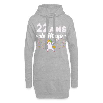 Anniversaire 22 ans, idée cadeau date de naissance - Sweat-shirt à capuche long Femme - gris chiné - Devant