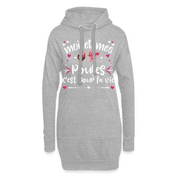 Poule, idée cadeau élevage de poules humour - Sweat-shirt à capuche long Femme - gris chiné - Devant