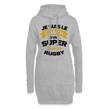 COACH D'UNE SUPER ÉQUIPE DE RUGBY - Sweat-shirt à capuche long Femme - gris chiné - Devant