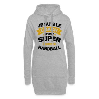 COACH D'UNE SUPER ÉQUIPE DE HANDBALL - Sweat-shirt à capuche long Femme - gris chiné - Devant