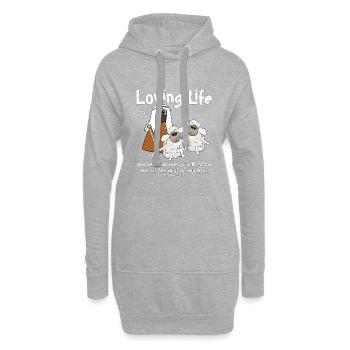 Christian Design Sheep avec leur Bon Pasteur - Sweat-shirt à capuche long Femme - gris chiné - Devant