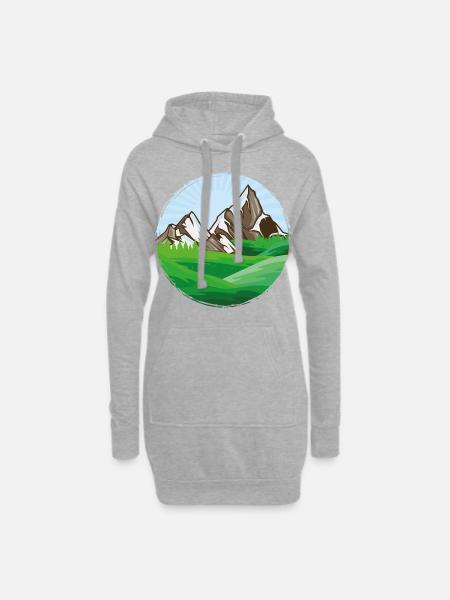 Berge Natur - Hoodie-Kleid - Grau meliert