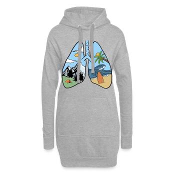 poumons, été, nature et aventures - Sweat-shirt à capuche long Femme - gris chiné - Devant