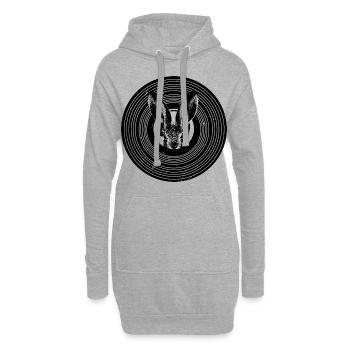 Lapin avec des écouteurs sur un disque vinyle - Sweat-shirt à capuche long Femme - gris chiné - Devant