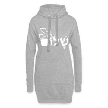 Christliches Design Shalom auf Hebräisch und die Taube - Hoodie-Kleid - Grau meliert - Vorne