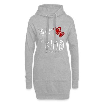 Christian Design Love is Kind Bible Verset - Sweat-shirt à capuche long Femme - gris chiné - Devant