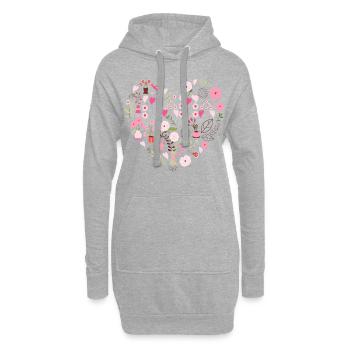 Garten Herz Geschenk Beste Mutter Blumen Mama - Hoodie-Kleid - Grau meliert - Vorne