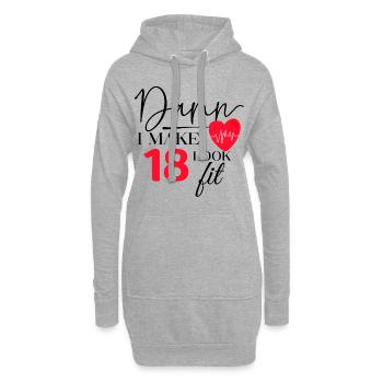 18 Anniversaire - Drôle de fitness Anniversaire Dire - Sweat-shirt à capuche long Femme - gris chiné - Devant