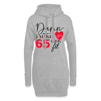 65 Anniversaire - Drôle de Fitness Anniversaire Dire - Sweat-shirt à capuche long Femme - gris chiné - Devant