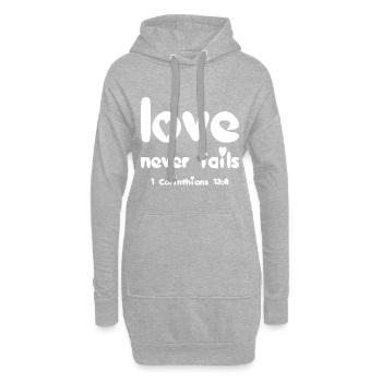 Christliche Designliebe versagt nie 1. Korinther - Hoodie-Kleid - Grau meliert - Vorne
