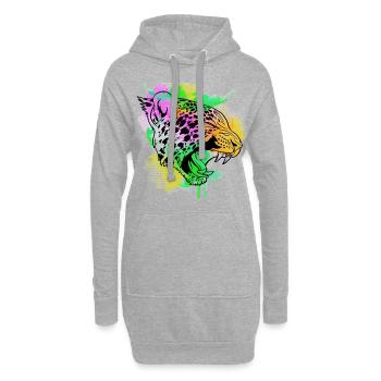 Ein Schönes und Lustiges Aquarell Leopard Design - Hoodie-Kleid - Grau meliert - Vorne
