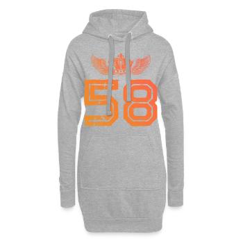 58 Couronne numérique - Sweat-shirt à capuche long Femme - gris chiné - Devant