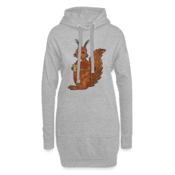 mignon écureuil mignon avec noix de chêne - Sweat-shirt à capuche long Femme - gris chiné - Devant