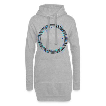 Schwarze Kreisförmige Linien mit Sternen - Hoodie-Kleid - Grau meliert - Vorne