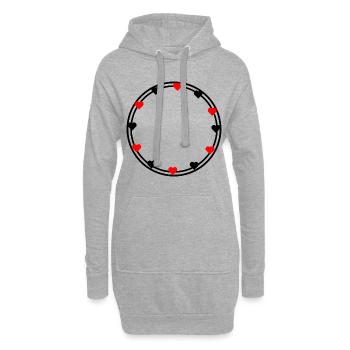 Cœurs en décoration de cadre rond Circulaire - Sweat-shirt à capuche long Femme - gris chiné - Devant