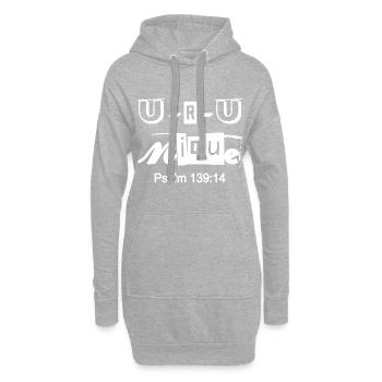 Christian Design U-R-Unique Psaume 139 verset 14 - Sweat-shirt à capuche long Femme - gris chiné - Devant