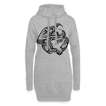 Orangutan Tribal Tattoo - Hoodie-Kleid - Grau meliert - Vorne