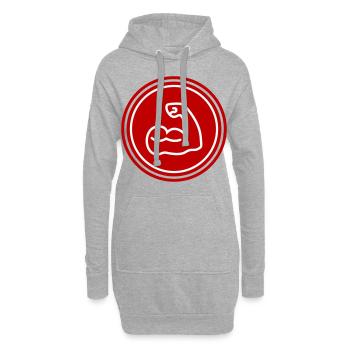 Icône d’haltère musculaire - Sweat-shirt à capuche long Femme - gris chiné - Devant