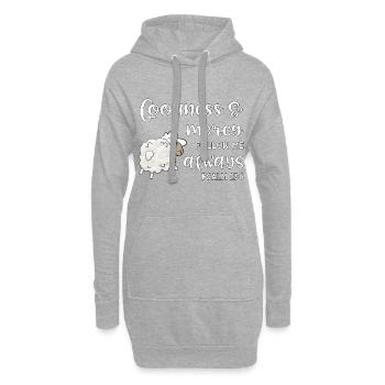 Christian Design Güte und Barmherzigkeit Psalm 23 - Hoodie-Kleid - Grau meliert - Vorne
