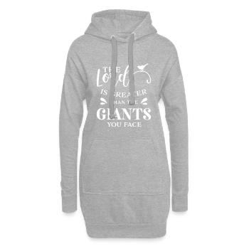 Dessein chrétien Le Seigneur est plus grand que le - Sweat-shirt à capuche long Femme - gris chiné - Devant